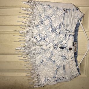 jean shorts with lace